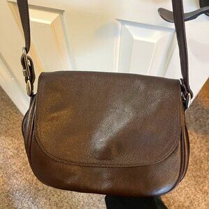 brown leather crossbody bag, vintage 1980's